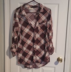 Bobbie brooks xl plaid women's button up shirt